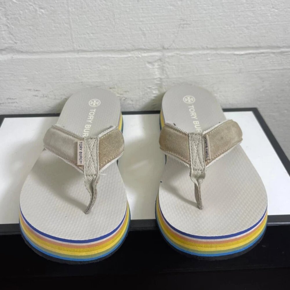 Tory Burch 70s Platform Calcare‎ Sterling Grey Flip Flop Slip On Women's 9 M